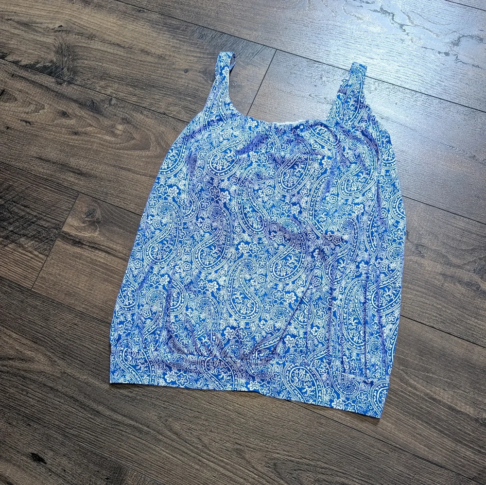 Lands' End Blue Paisley Swim Top‎ Size 14D
